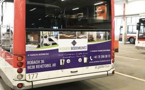 Bus Heckdesign für Widmer Bodenkunst Schweiz